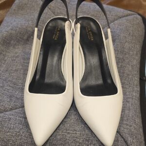 Via Spiga White Leather Blake Slingback Heels. Sz 7